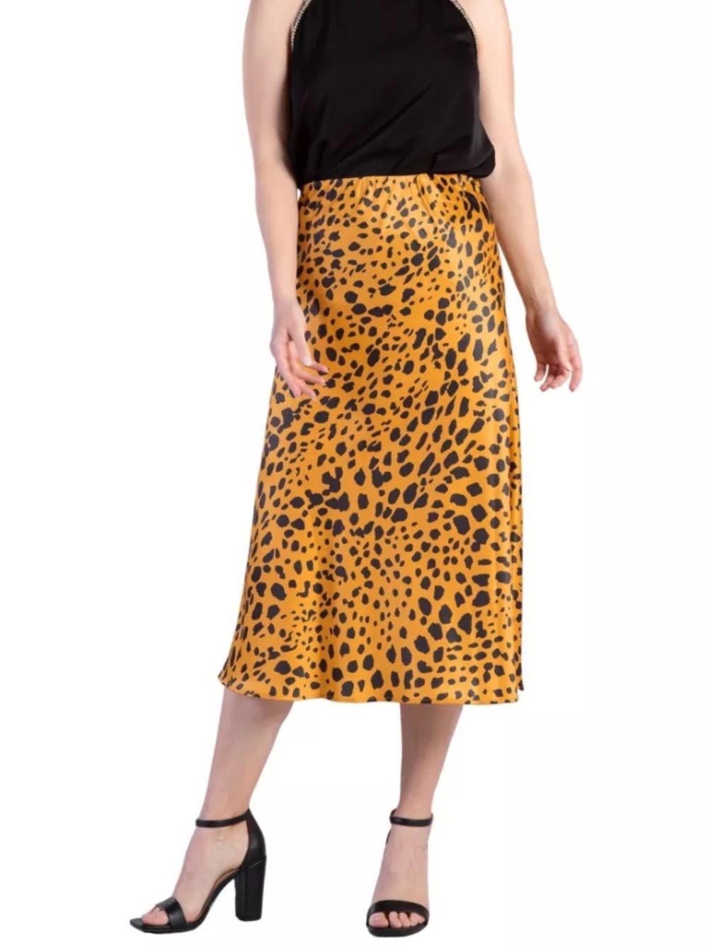 Standards & Practices Women's Animal Print Sateen Midi Skirt -size 14 - NEW